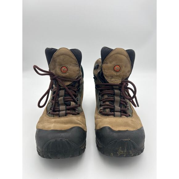Merrell Waterproof Hiking Boots Men’s Size 10 Tan Leather Vibram Trai - Picture 1 of 7